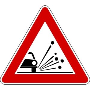 CARTELLO SEGNALE STRADALE MATERIALE INSTABILE SULLA STRADA