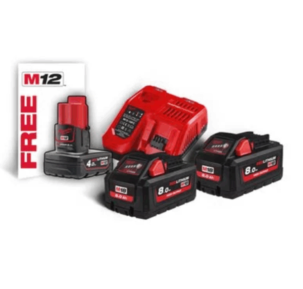 BATTERIA ENERGY KIT M18 HNRG-802 2 batterie 8Ah+ carica "MILWAUKEE"