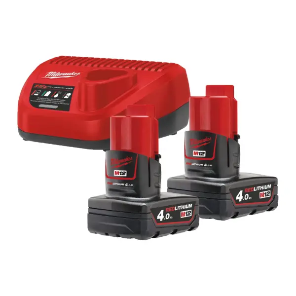 BATTERIE IN KIT+CARICABATTERIE 12V M12 NRG-402 "MILWAUKEE"