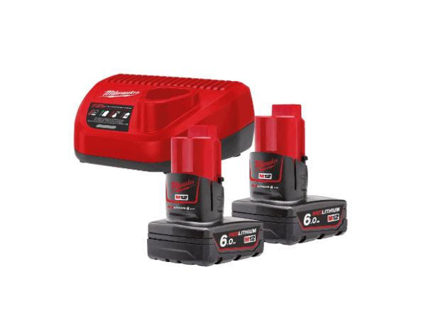 BATTERIA ENERGY KIT M12 NRG-602 2 batterie 6Ah+ carica "MILWAUKEE"