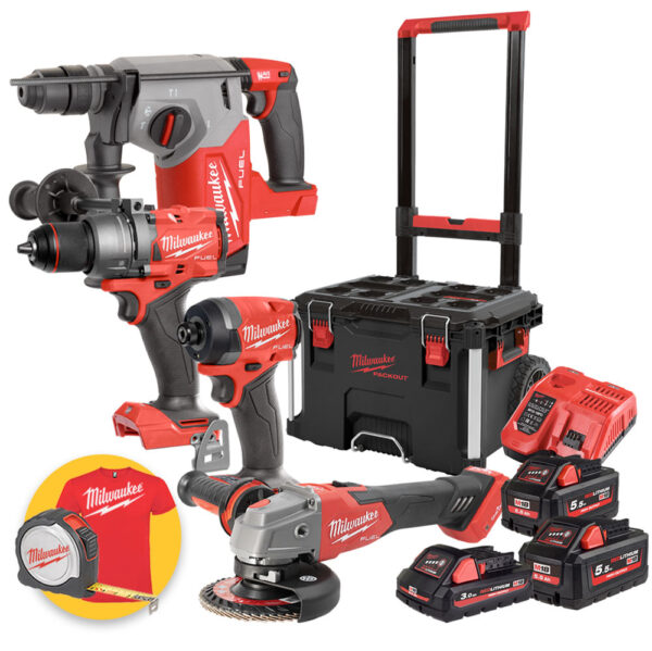KIT 18V FORG.8AH, TASS.+SMERI.+AVV.+IMPUL FPP4HF-803P "MILWAUKEE"
