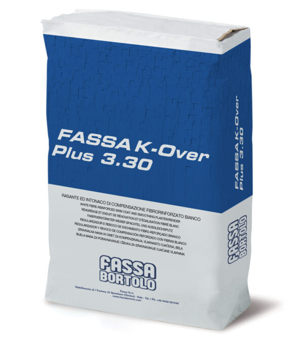 FASSA K-OVER PLUS 3.30 KG. 25 rasante-intonaco fibrato bianco