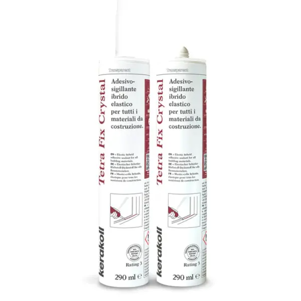 SILICONE TETRA FIX IBRIDO -cristal-grigio-nero multiuso "KERAKOLL"