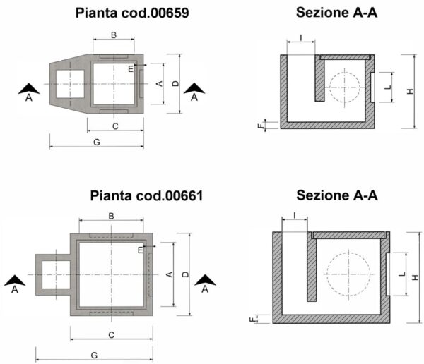 POZZETTO PLUVIALE PER GRONDAIE IN CLS C/FORO 30X30